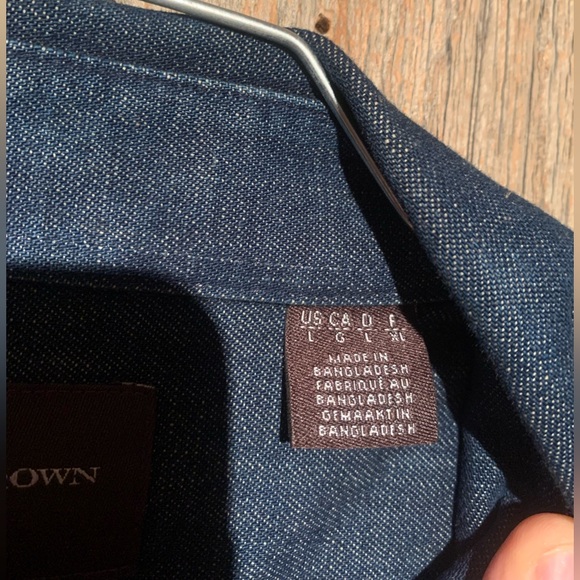 NWT Black Brown 1826 Dark Wash Denim Button Shirt - Picture 7 of 8
